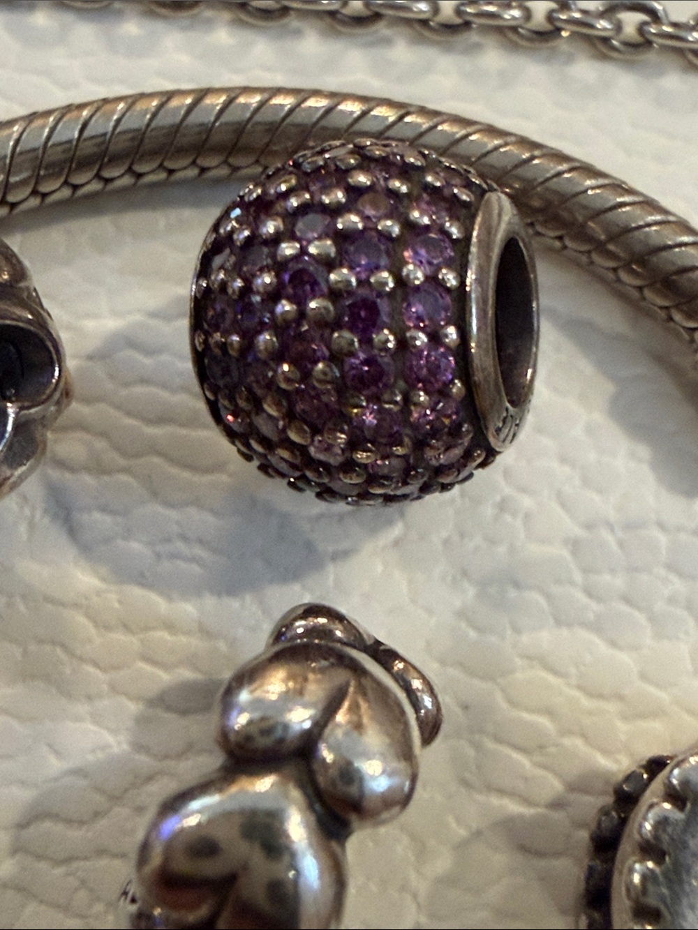 Pandora Sterling Silver Charm Bracelet with Cross and Decorative Beads. size: 7” - Picture 7 of 13